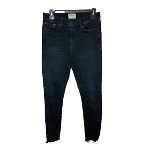 AGOLDE Sophie Mid Rise Skinny Ankle Raw Jeans Black Shout A123B-1158 Size 29